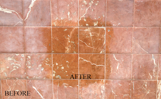 marble hard water stains removed