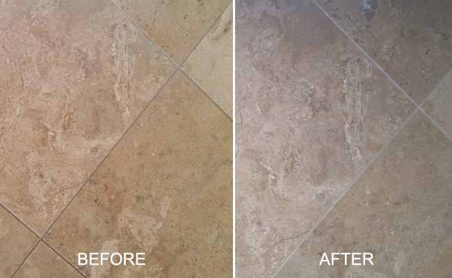 Honed Travertine Before and After
