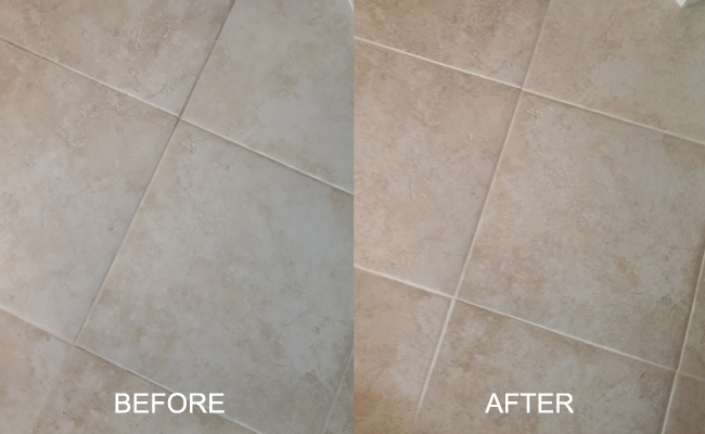 Tile and Grout Before and After